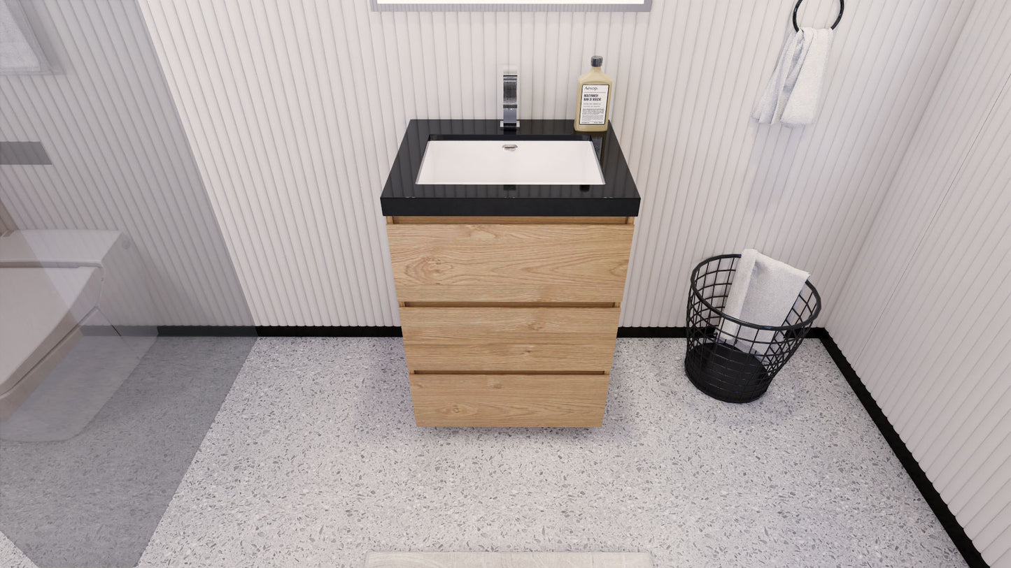 Stanley 24" New England Oak Freestanding Vanity with Reinforced Acrylic Sink