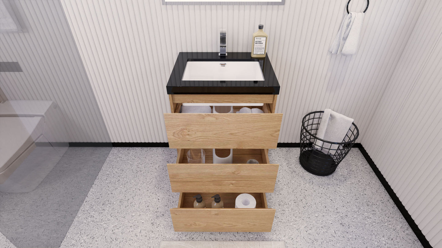 Stanley 24" New England Oak Freestanding Vanity with Reinforced Acrylic Sink
