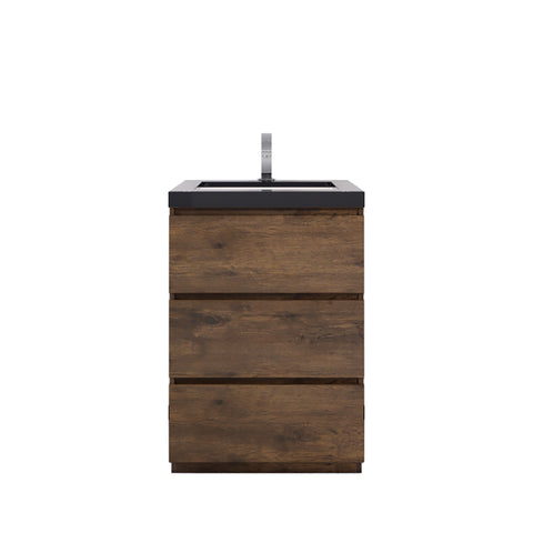 Stanley 24" Rosewood Freestanding Vanity with Reinforced Acrylic Sink