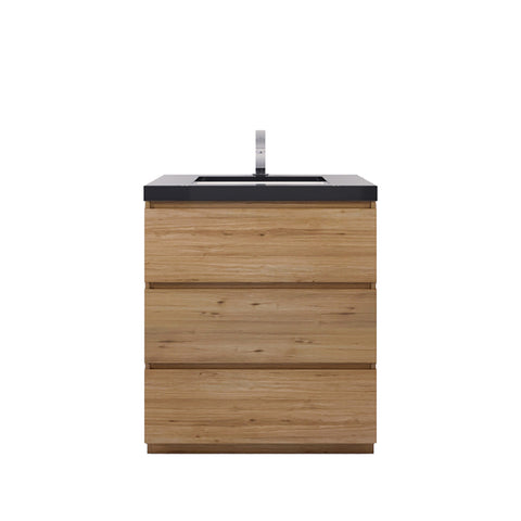 Stanley 30" Natural Oak Freestanding Vanity with Reinforced Acrylic Sink