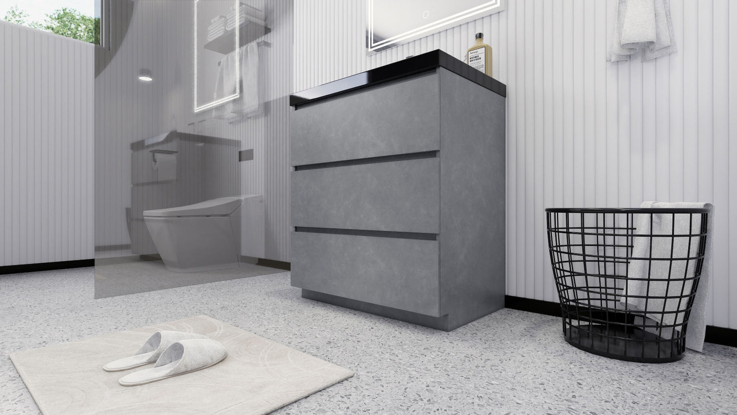 Stanley 30" Cement Gray Freestanding Vanity with Reinforced Acrylic Sink
