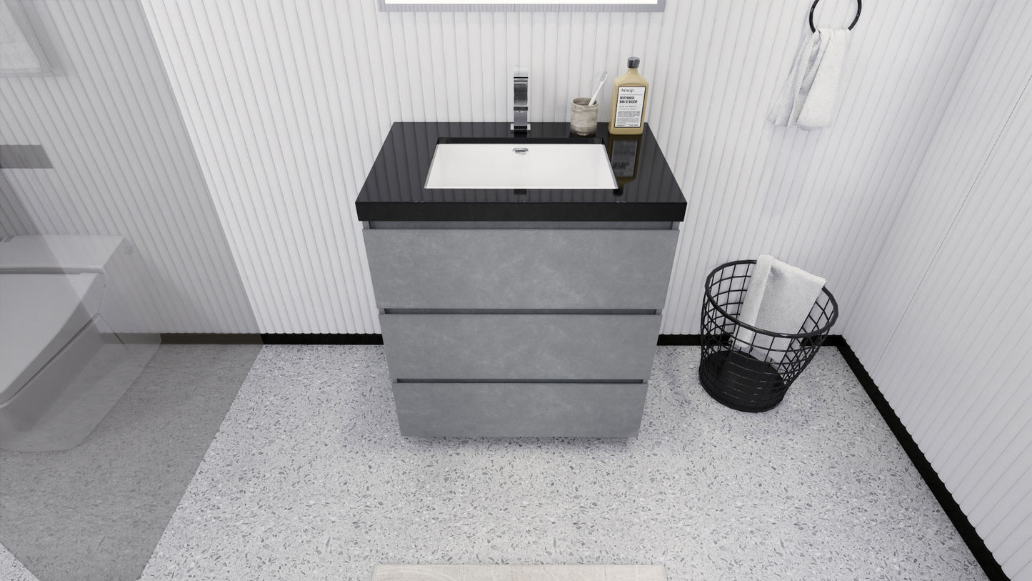 Stanley 30" Cement Gray Freestanding Vanity with Reinforced Acrylic Sink