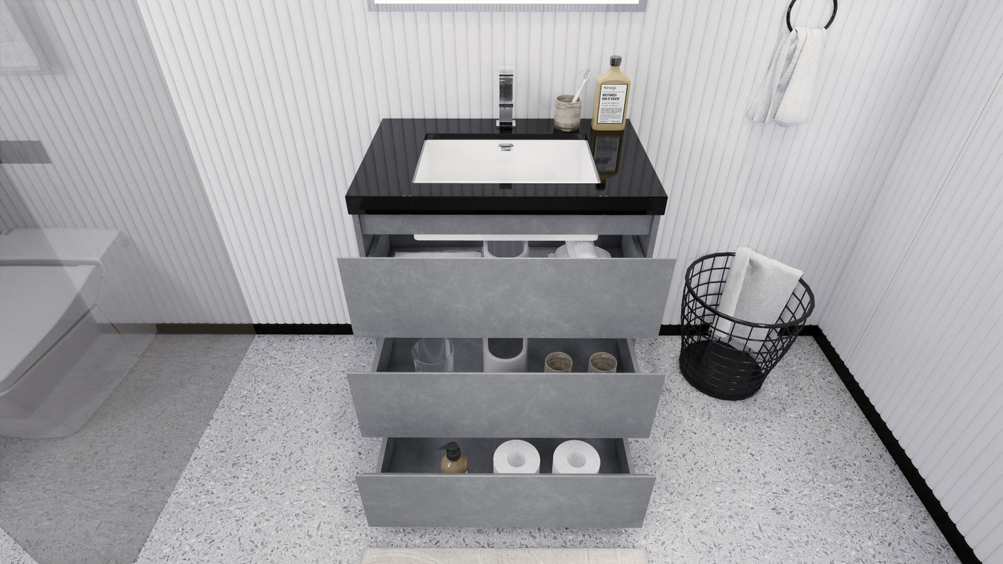 Stanley 30" Cement Gray Freestanding Vanity with Reinforced Acrylic Sink