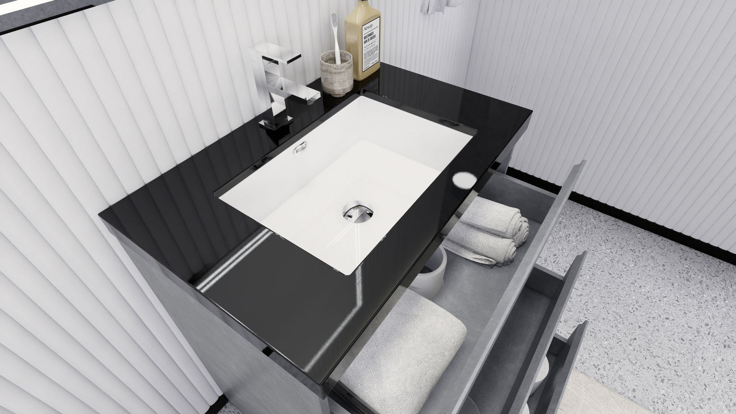 Stanley 30" Cement Gray Freestanding Vanity with Reinforced Acrylic Sink