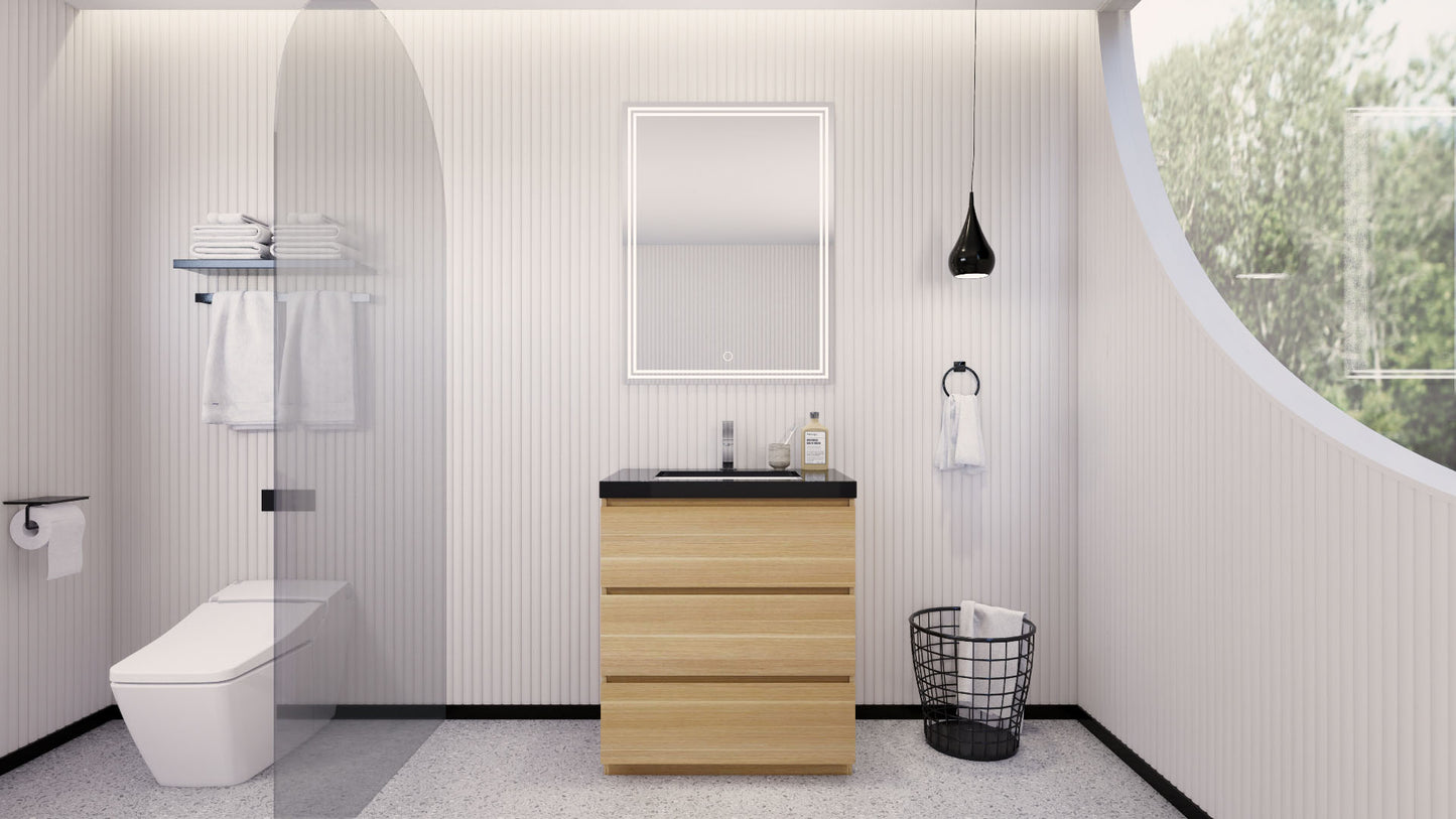 Stanley 30" White Oak Freestanding Vanity with Reinforced Acrylic Sink