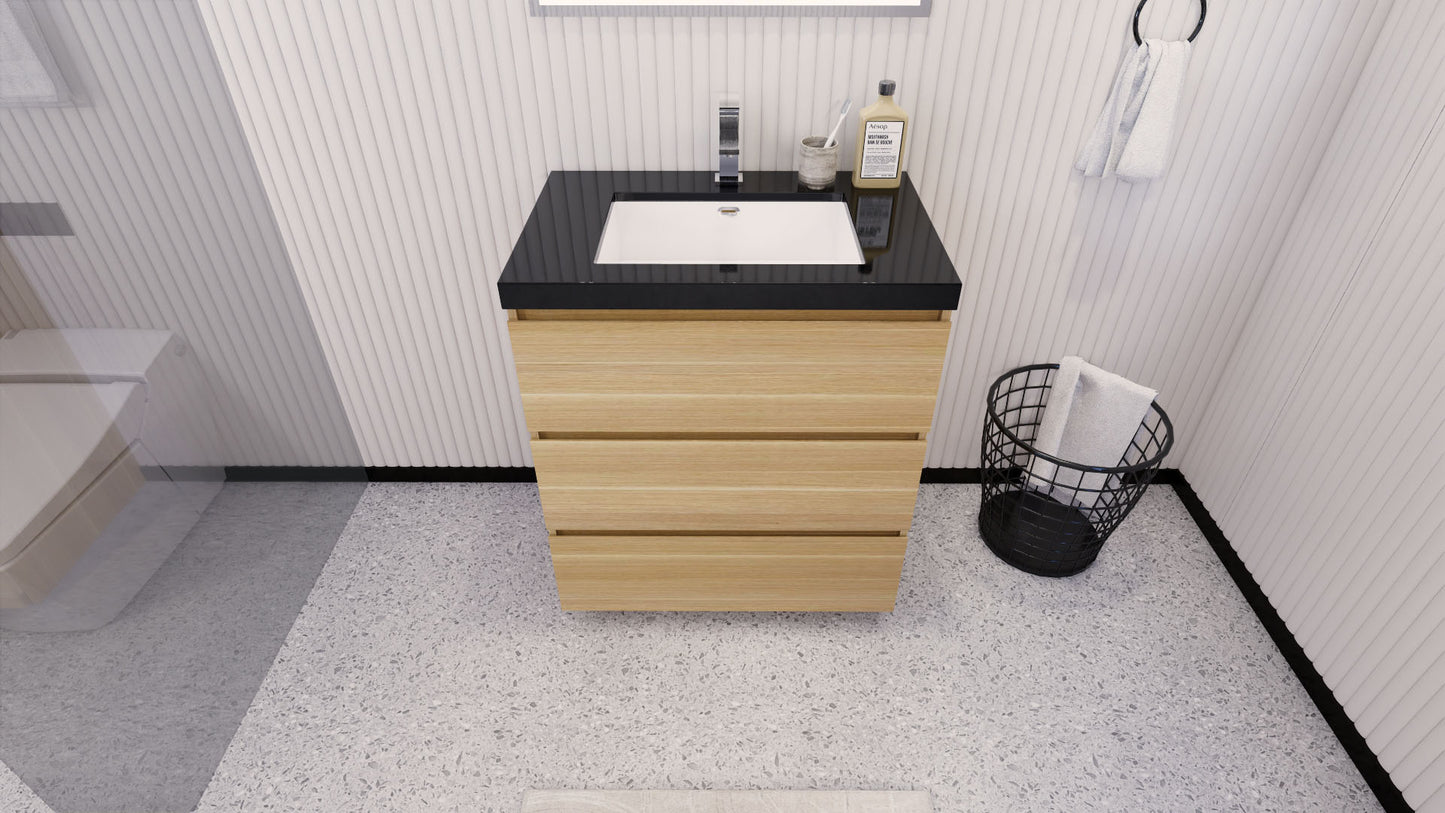 Stanley 30" White Oak Freestanding Vanity with Reinforced Acrylic Sink