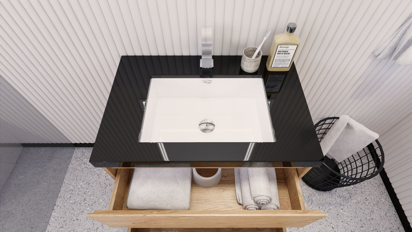 Stanley 30" New England Oak Freestanding Vanity with Reinforced Acrylic Sink
