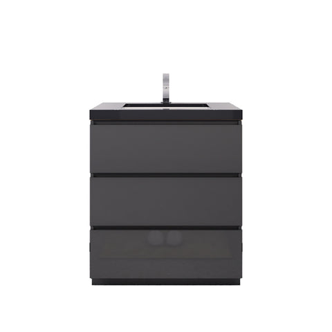 Stanley 30" High Gloss Gray Freestanding Vanity with Reinforced Acrylic Sink