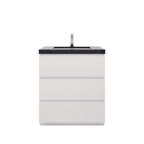 Stanley 30" High Gloss White Freestanding Vanity with Reinforced Acrylic Sink