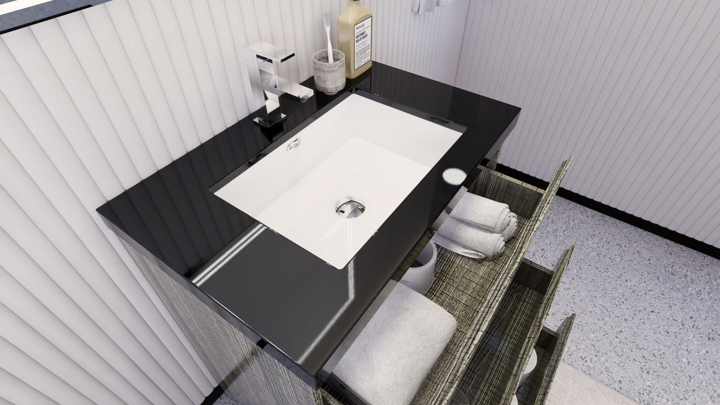 Stanley 30" High Gloss Ash Gray Freestanding Vanity with Reinforced Acrylic Sink