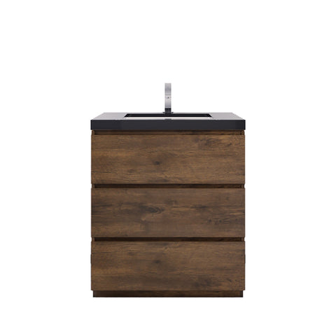 Stanley 30" Rosewood Freestanding Vanity with Reinforced Acrylic Sink