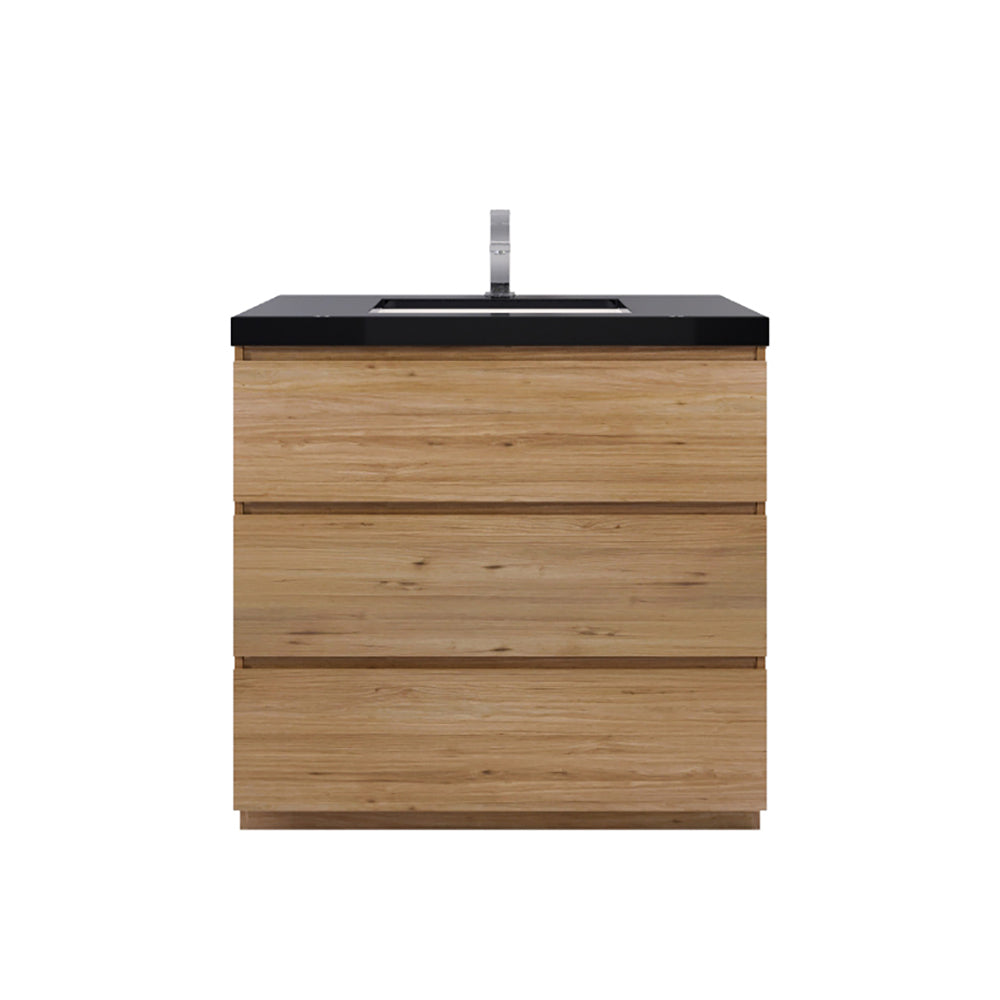 Stanley 36" Natural Oak Freestanding Vanity with Reinforced Acrylic Sink