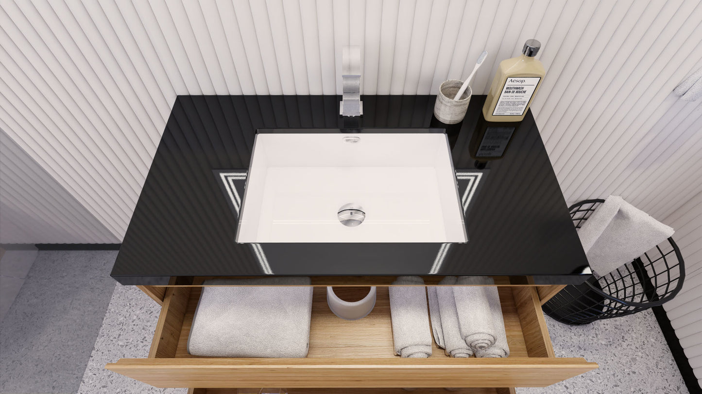 Stanley 36" Natural Oak Freestanding Vanity with Reinforced Acrylic Sink