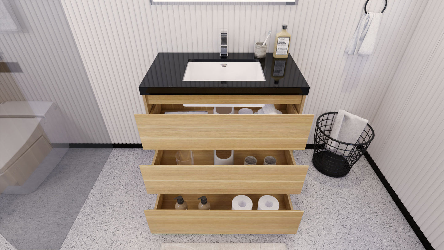Stanley 36" White Oak Freestanding Vanity with Reinforced Acrylic Sink