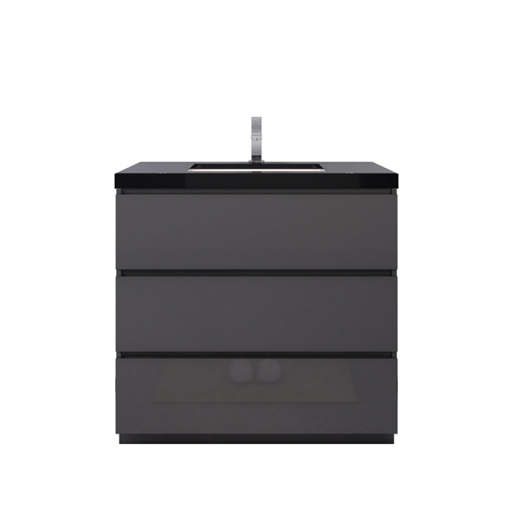 Stanley 36" High Gloss Gray Freestanding Vanity with Reinforced Acrylic Sink