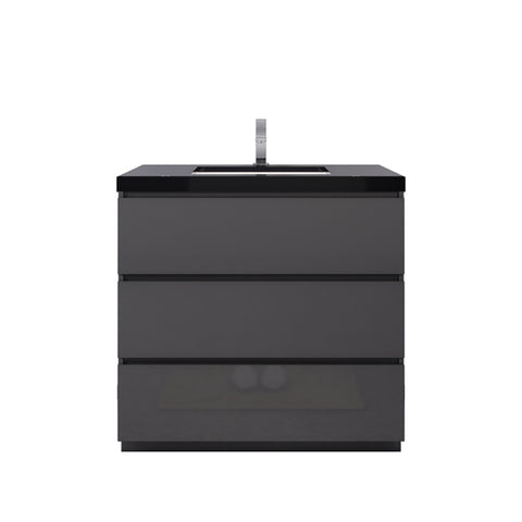 Stanley 36" High Gloss Gray Freestanding Vanity with Reinforced Acrylic Sink