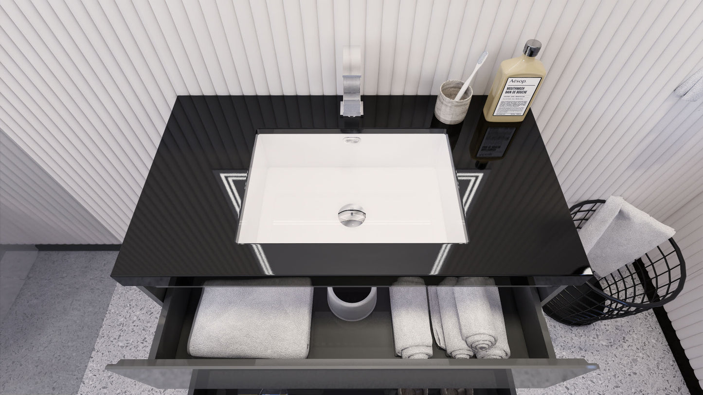 Stanley 36" High Gloss Gray Freestanding Vanity with Reinforced Acrylic Sink