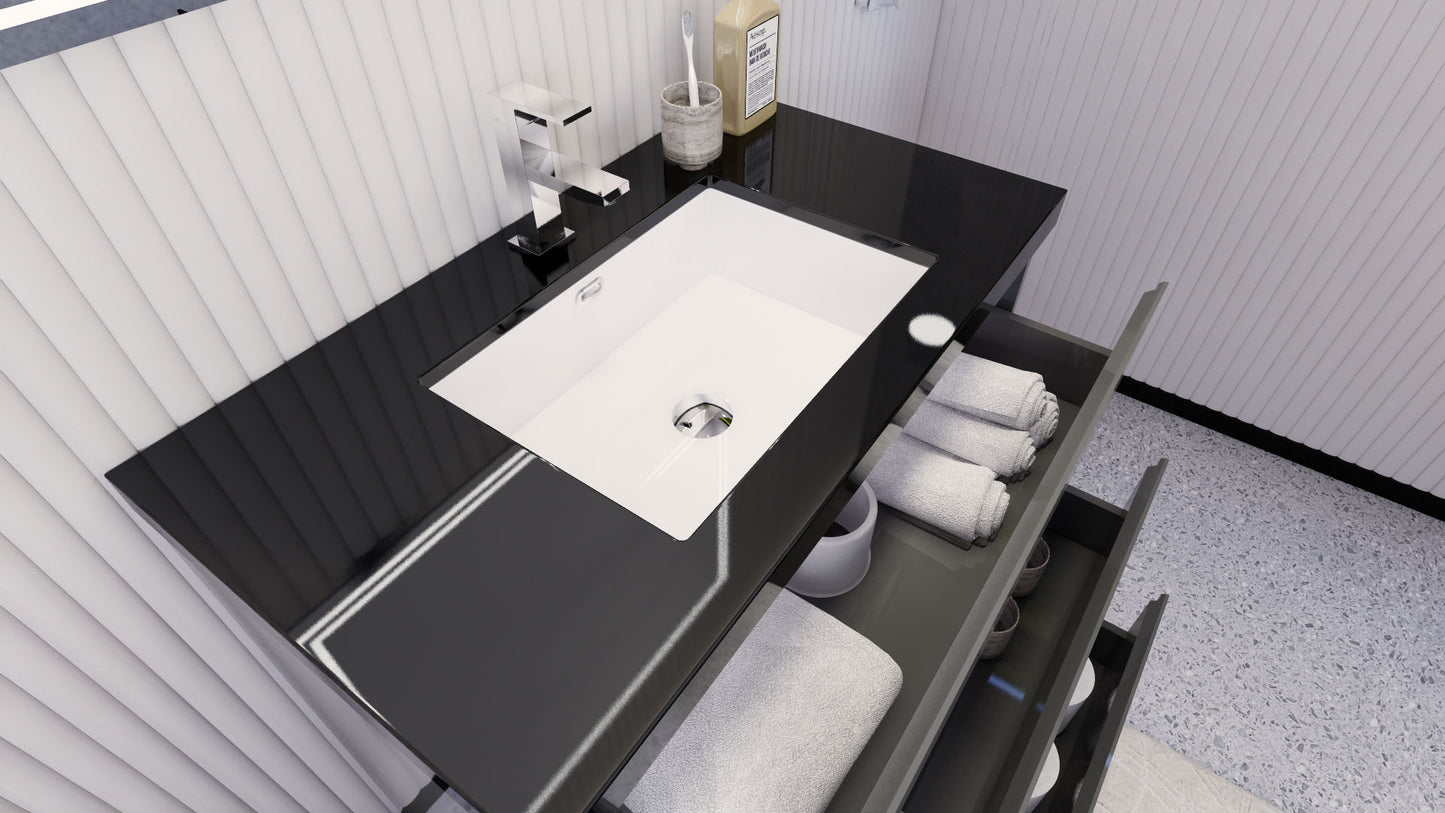 Stanley 36" High Gloss Gray Freestanding Vanity with Reinforced Acrylic Sink