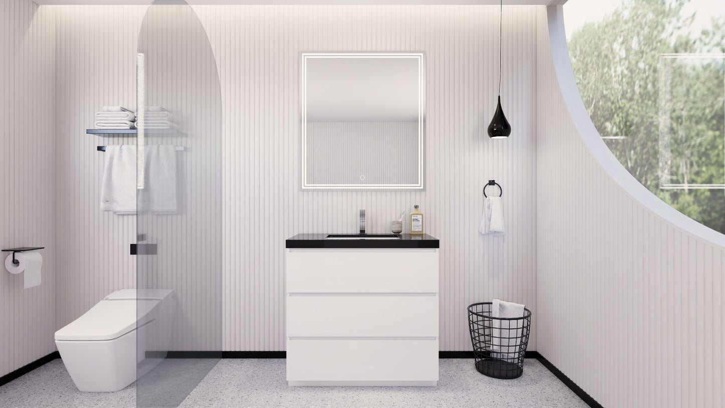 Stanley 36" High Gloss White Freestanding Vanity with Reinforced Acrylic Sink