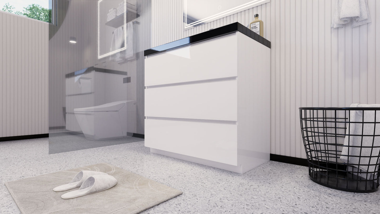 Stanley 36" High Gloss White Freestanding Vanity with Reinforced Acrylic Sink