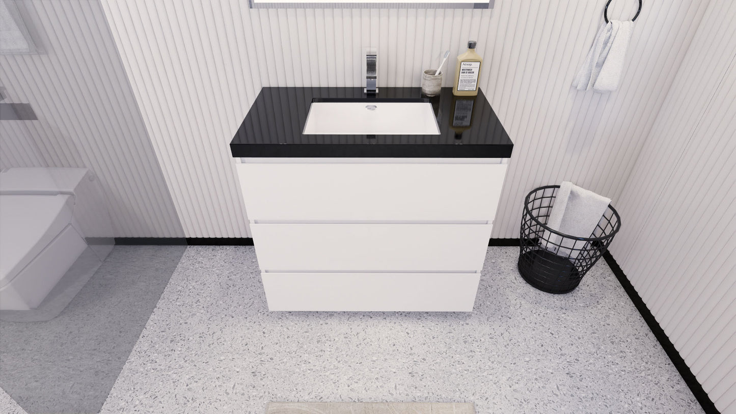 Stanley 36" High Gloss White Freestanding Vanity with Reinforced Acrylic Sink