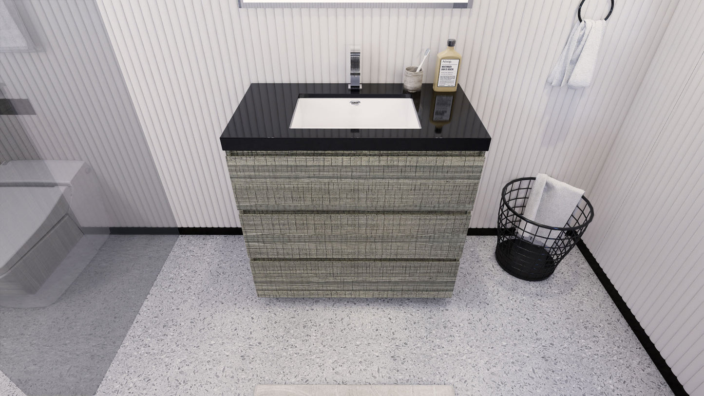 Stanley 36" High Gloss Ash Gray Freestanding Vanity with Reinforced Acrylic Sink