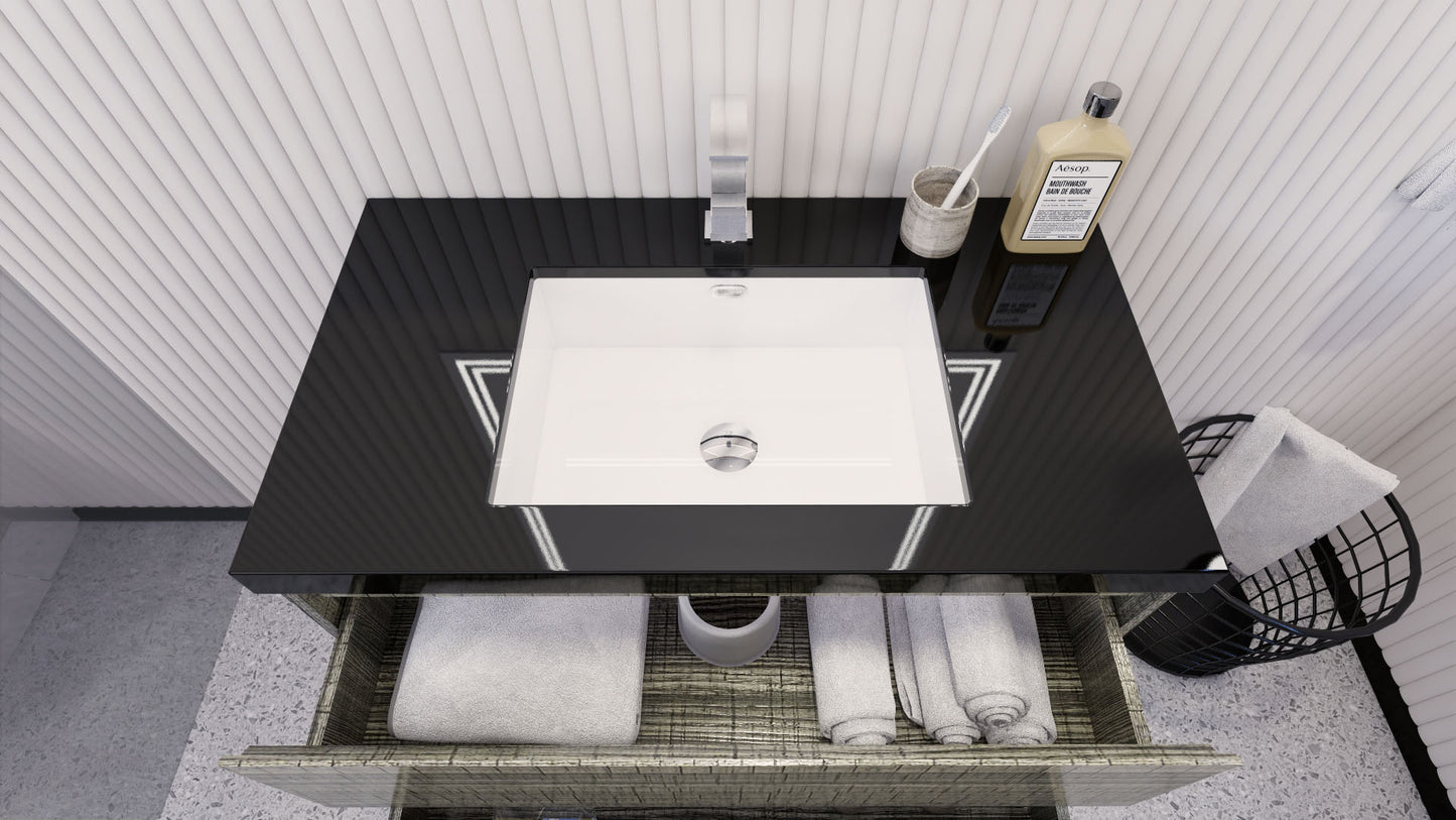 Stanley 36" High Gloss Ash Gray Freestanding Vanity with Reinforced Acrylic Sink