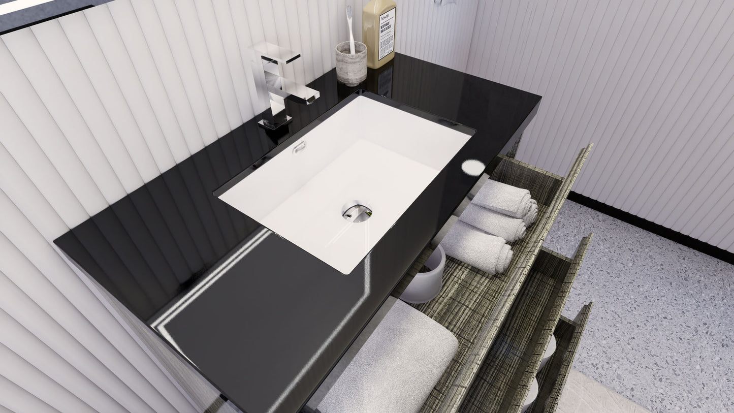 Stanley 36" High Gloss Ash Gray Freestanding Vanity with Reinforced Acrylic Sink