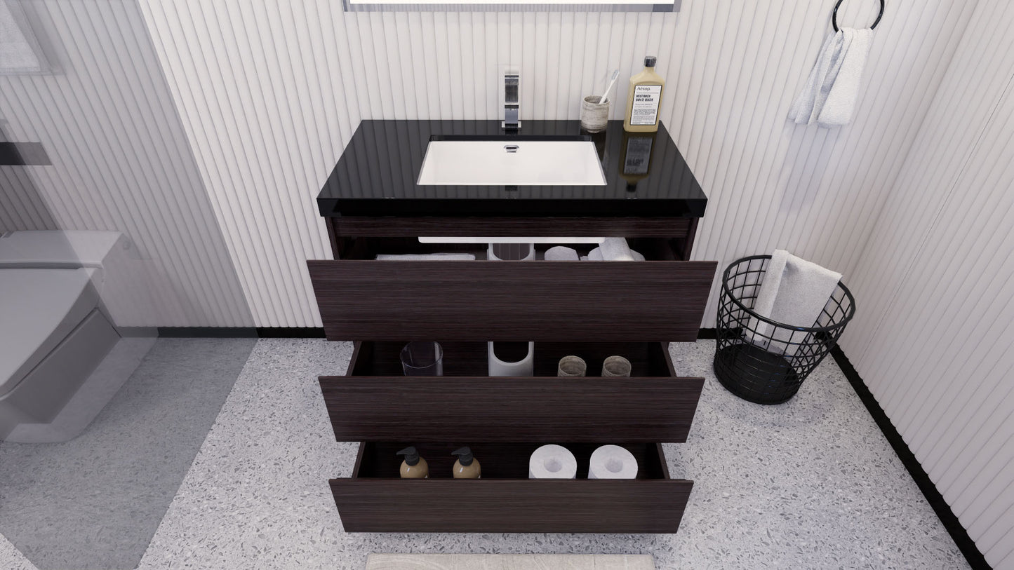 Stanley 36" Dark Gray Oak Freestanding Vanity with Reinforced Acrylic Sink