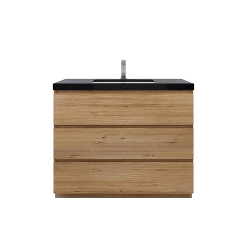 Stanley 42" Natural Oak Freestanding Vanity with Reinforced Acrylic Sink