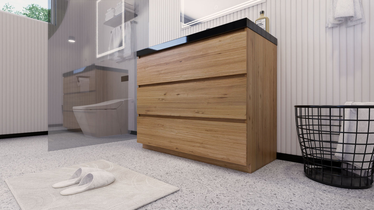 Stanley 42" Natural Oak Freestanding Vanity with Reinforced Acrylic Sink