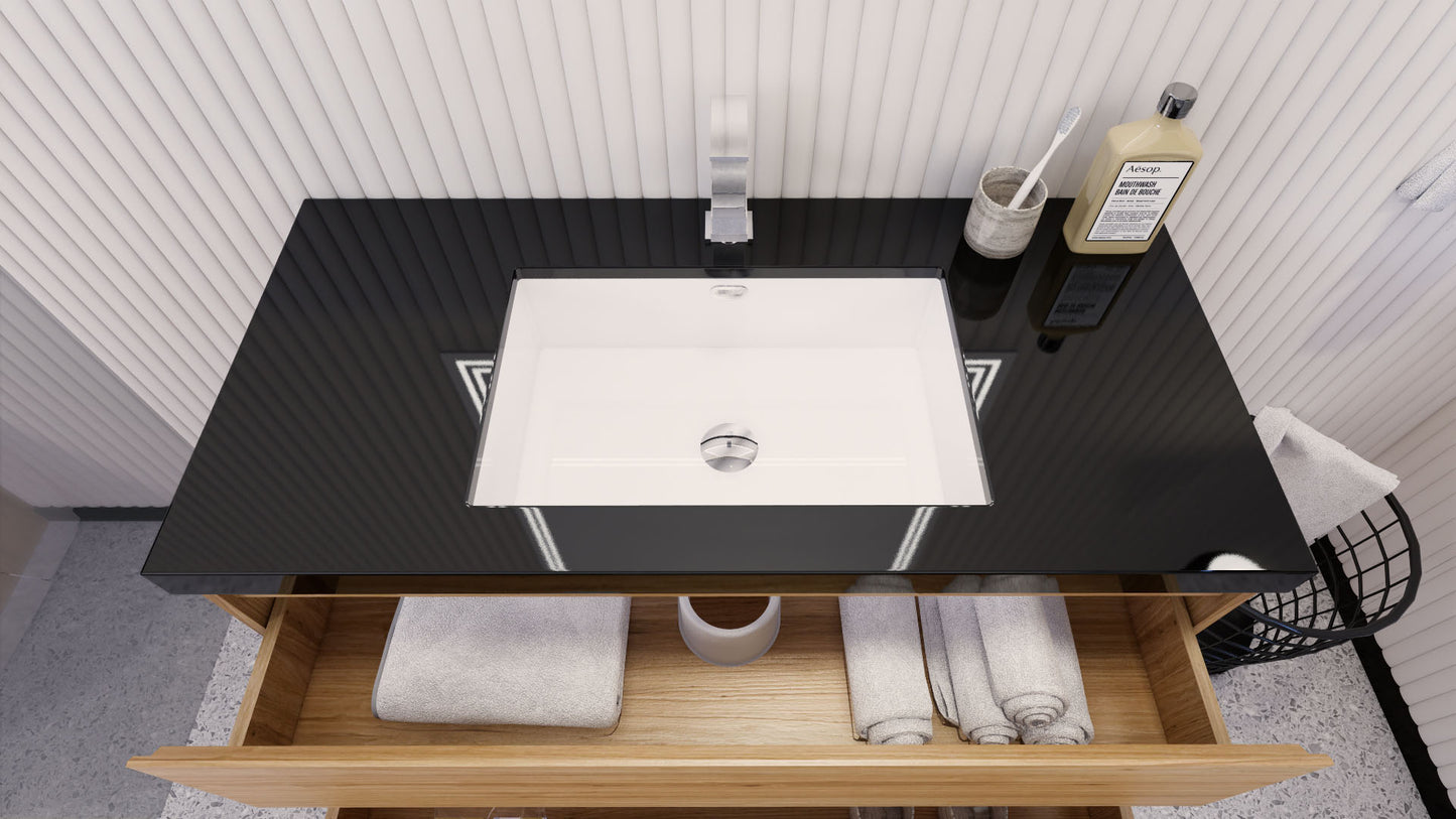 Stanley 42" Natural Oak Freestanding Vanity with Reinforced Acrylic Sink