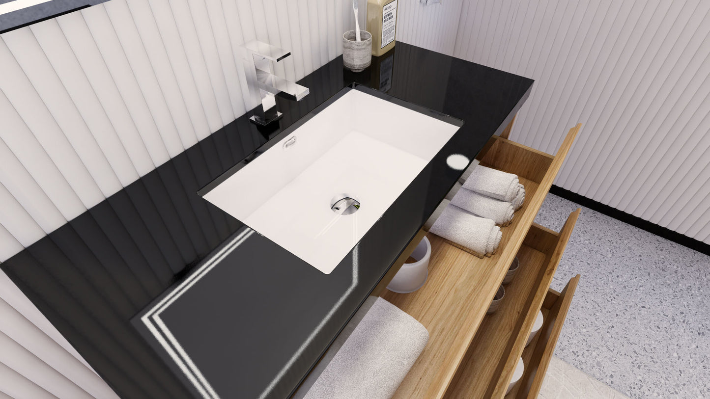 Stanley 42" Natural Oak Freestanding Vanity with Reinforced Acrylic Sink