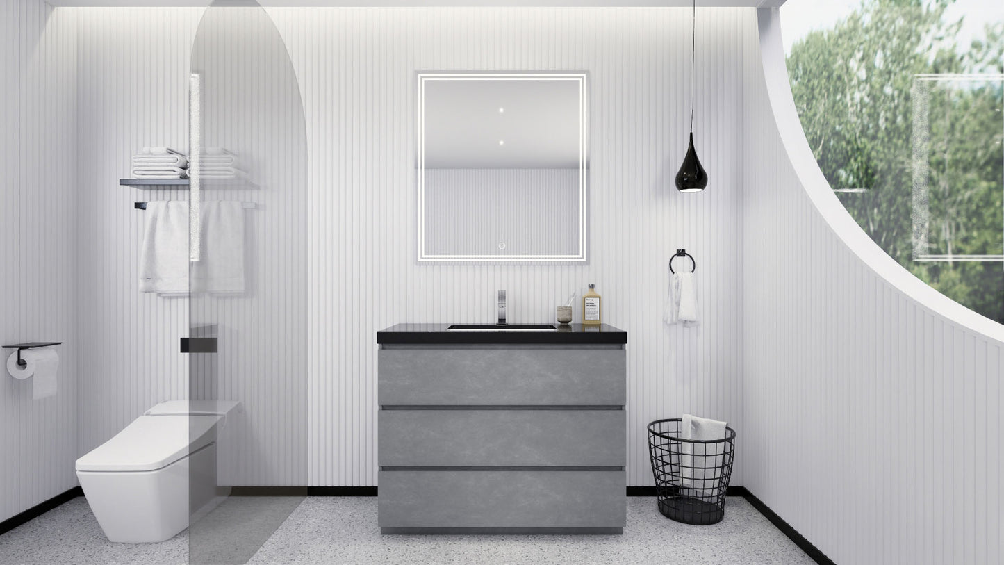 Stanley 42" Cement Gray Freestanding Vanity with Reinforced Acrylic Sink