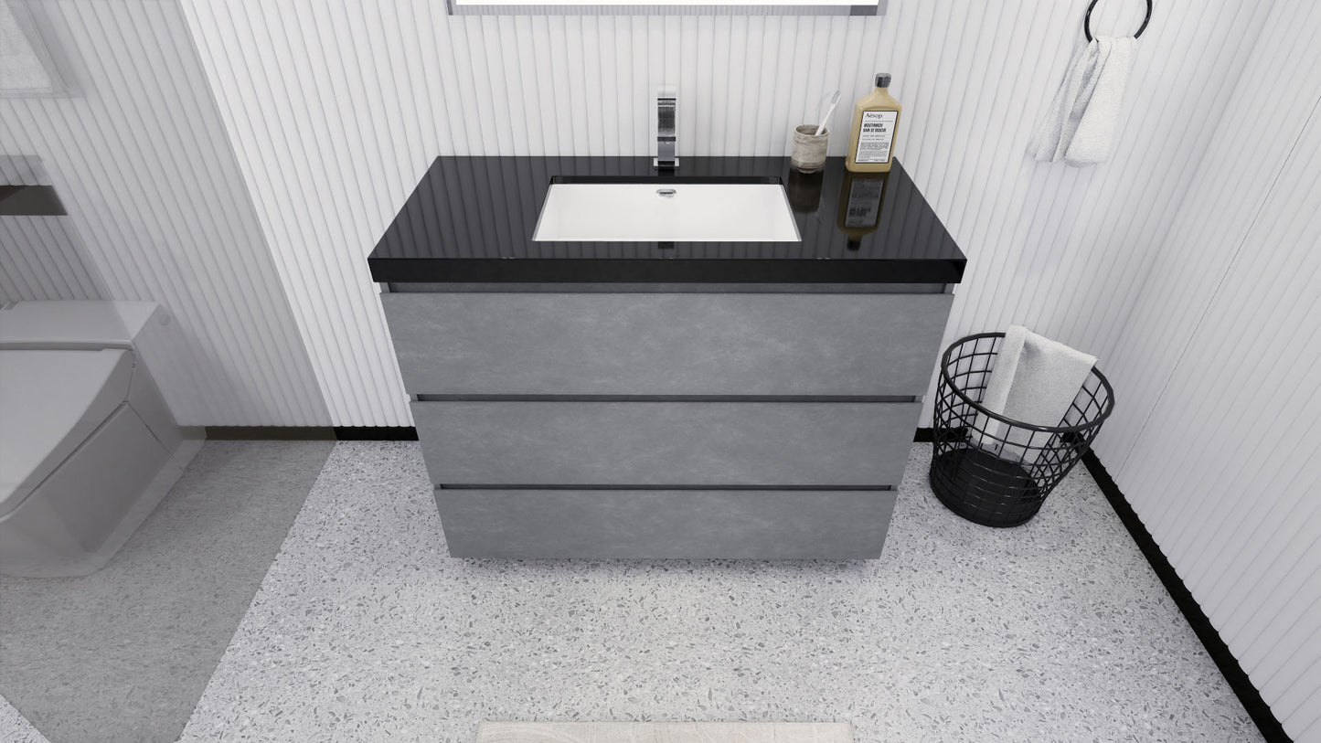 Stanley 42" Cement Gray Freestanding Vanity with Reinforced Acrylic Sink