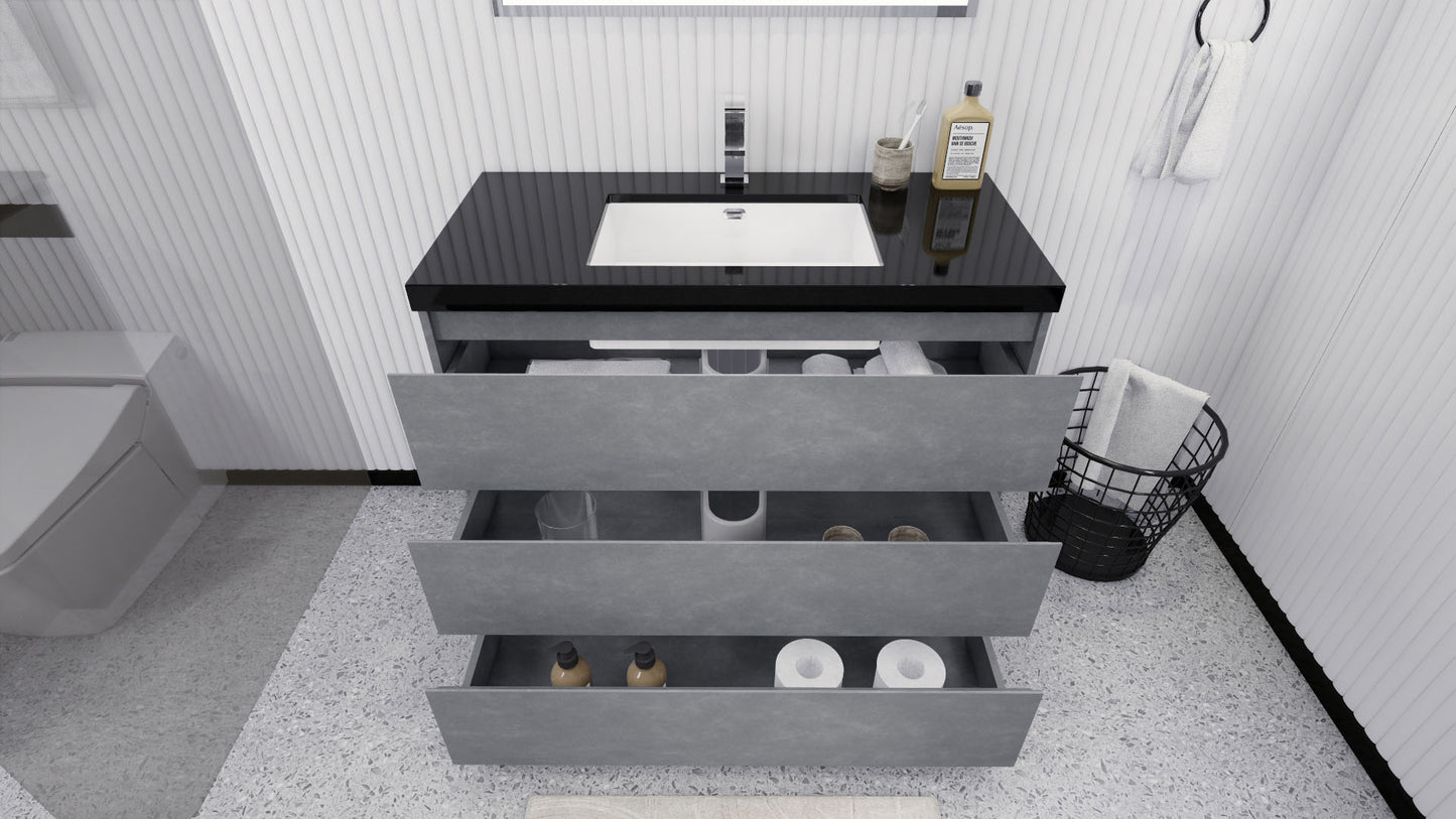 Stanley 42" Cement Gray Freestanding Vanity with Reinforced Acrylic Sink