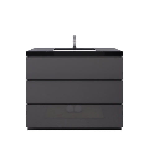 Stanley 42" High Gloss Gray Freestanding Vanity with Reinforced Acrylic Sink