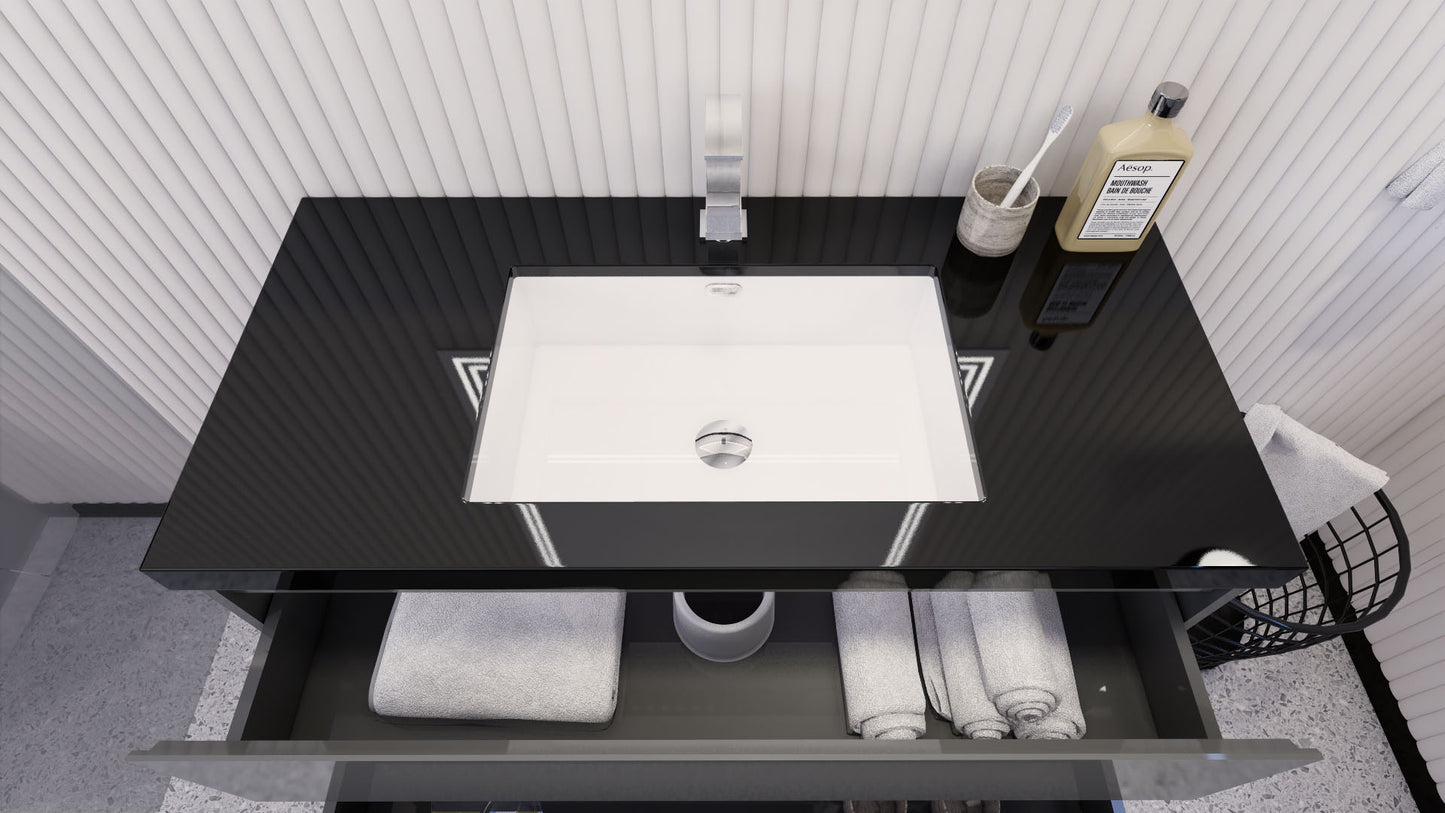 Stanley 42" High Gloss Gray Freestanding Vanity with Reinforced Acrylic Sink