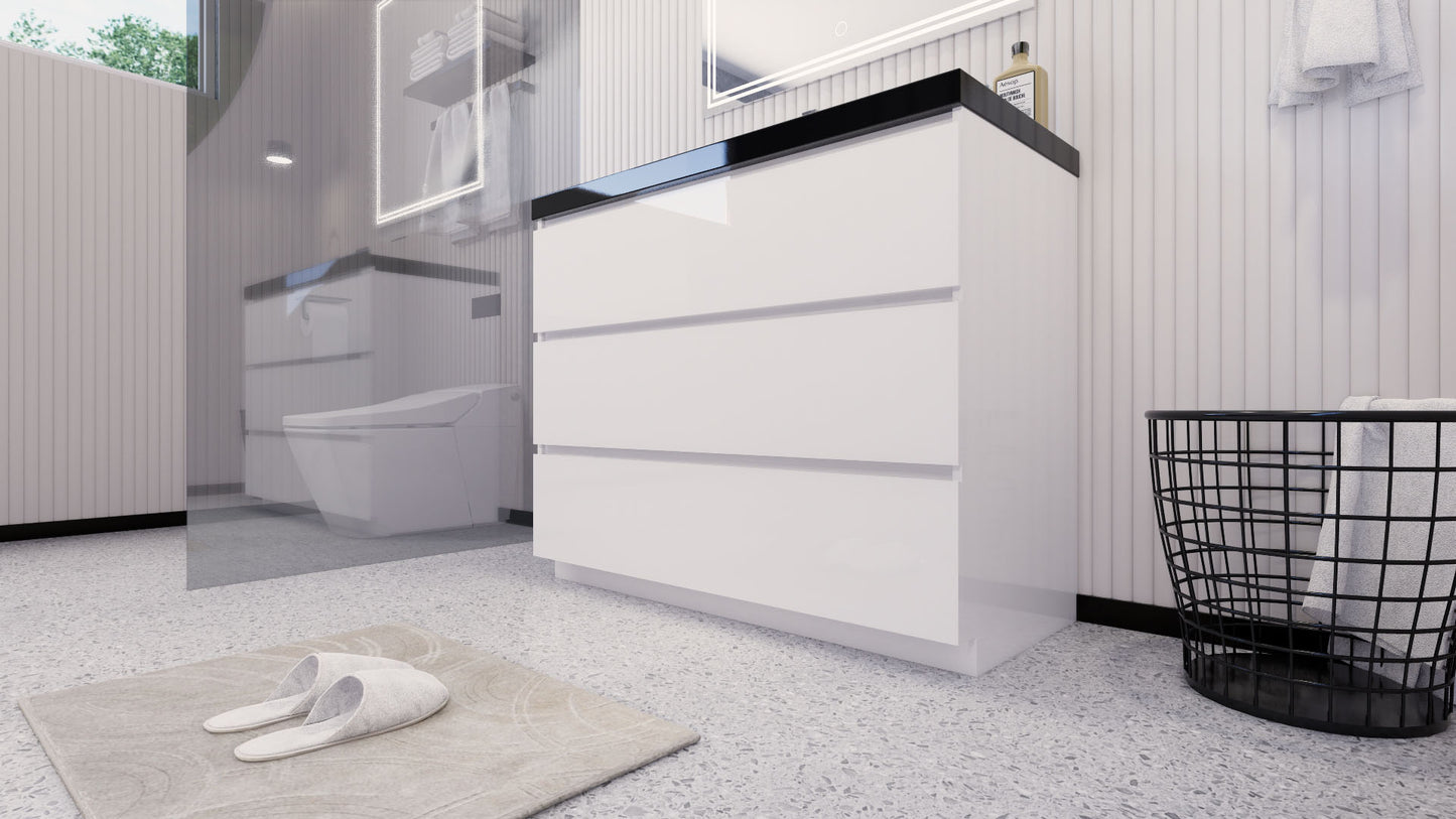 Stanley 42" High Gloss White Freestanding Vanity with Reinforced Acrylic Sink