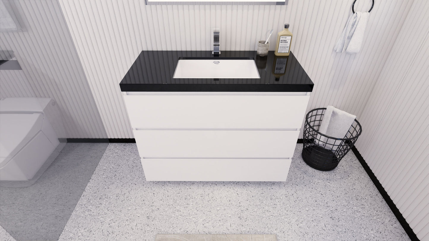 Stanley 42" High Gloss White Freestanding Vanity with Reinforced Acrylic Sink