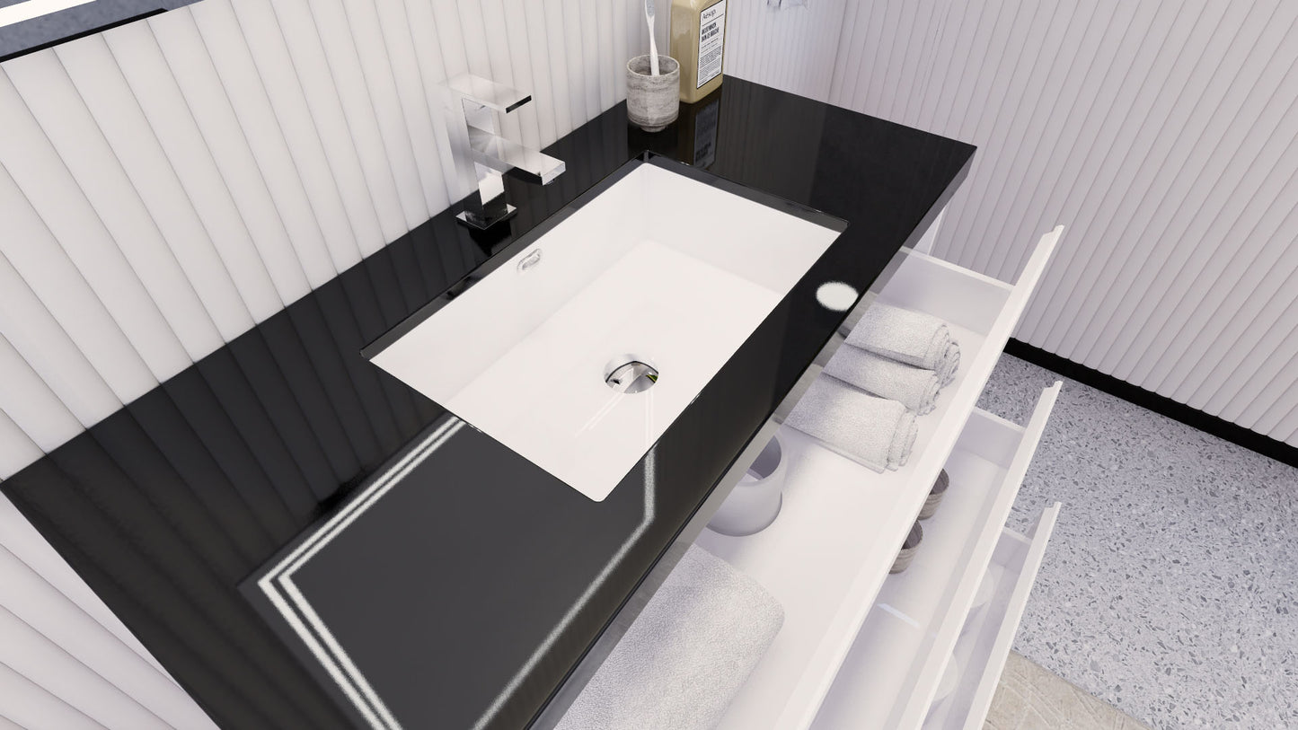 Stanley 42" High Gloss White Freestanding Vanity with Reinforced Acrylic Sink