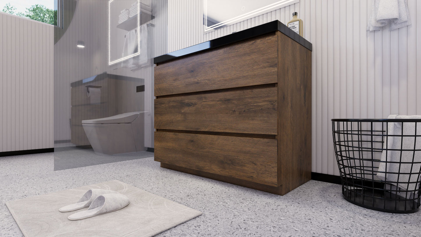 Stanley 42" Rosewood Freestanding Vanity with Reinforced Acrylic Sink