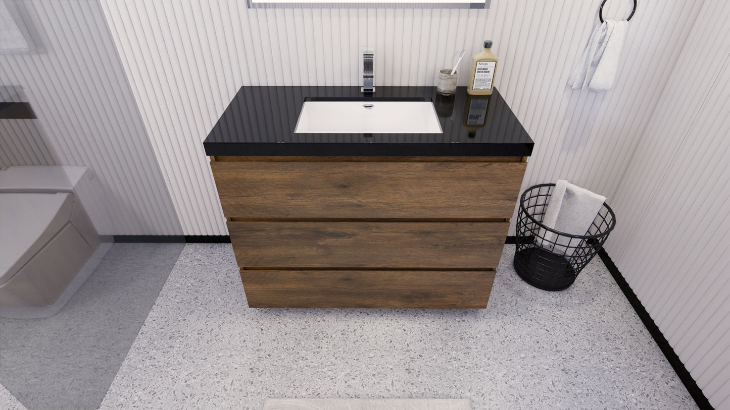 Stanley 42" Rosewood Freestanding Vanity with Reinforced Acrylic Sink