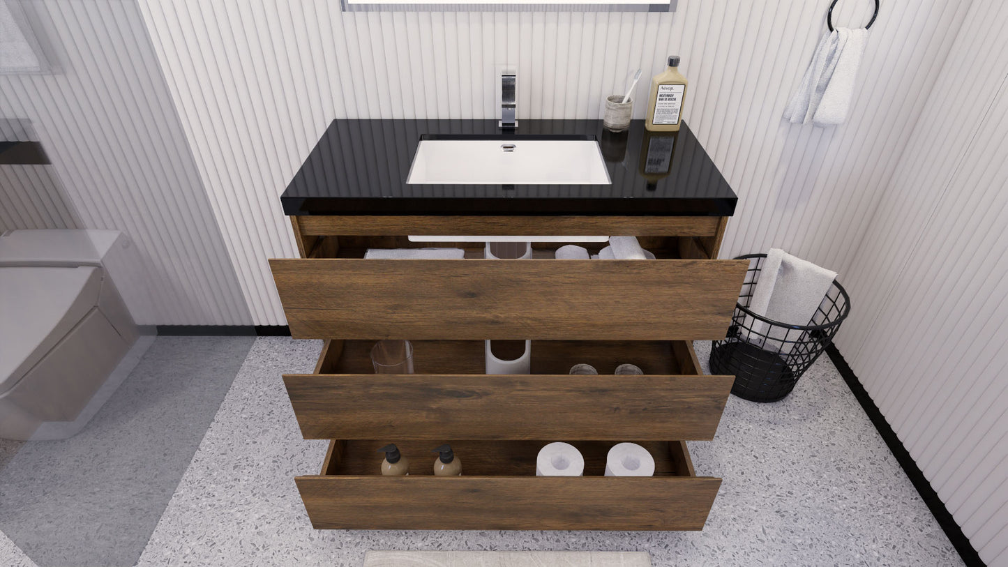 Stanley 42" Rosewood Freestanding Vanity with Reinforced Acrylic Sink