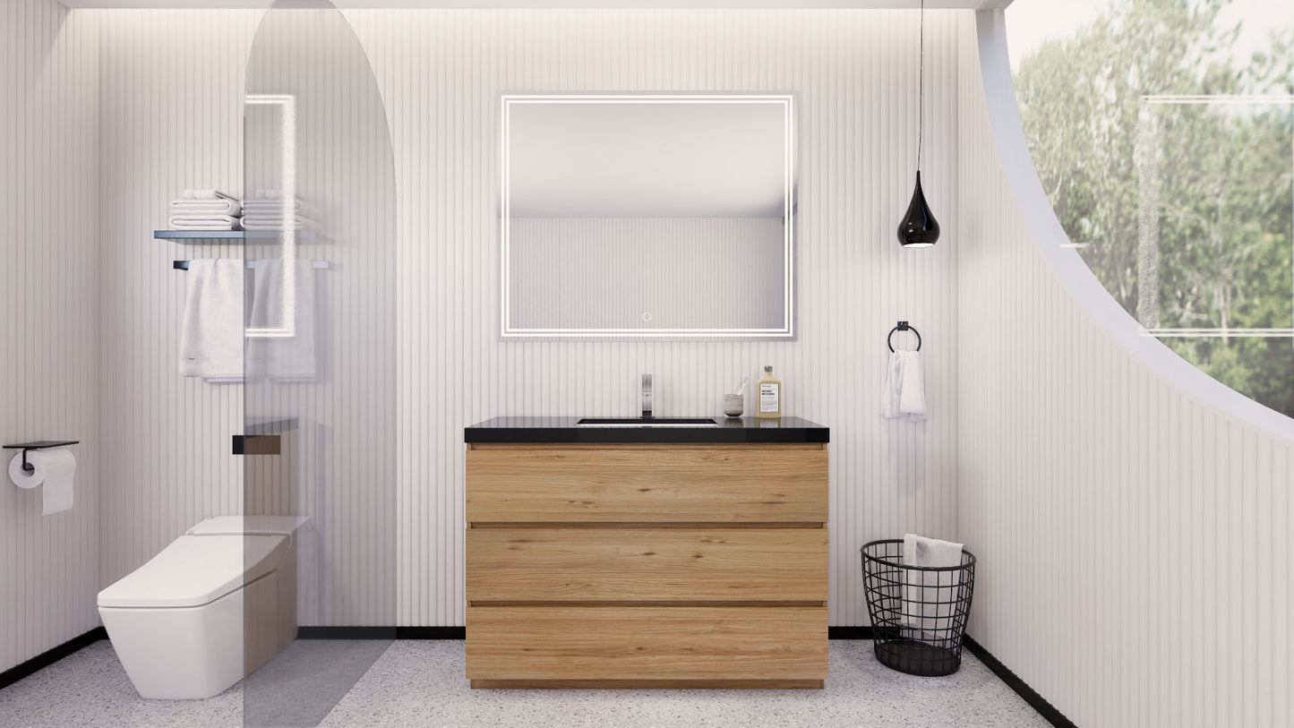 Stanley 48" Natural Oak Freestanding Vanity with Reinforced Acrylic Sink