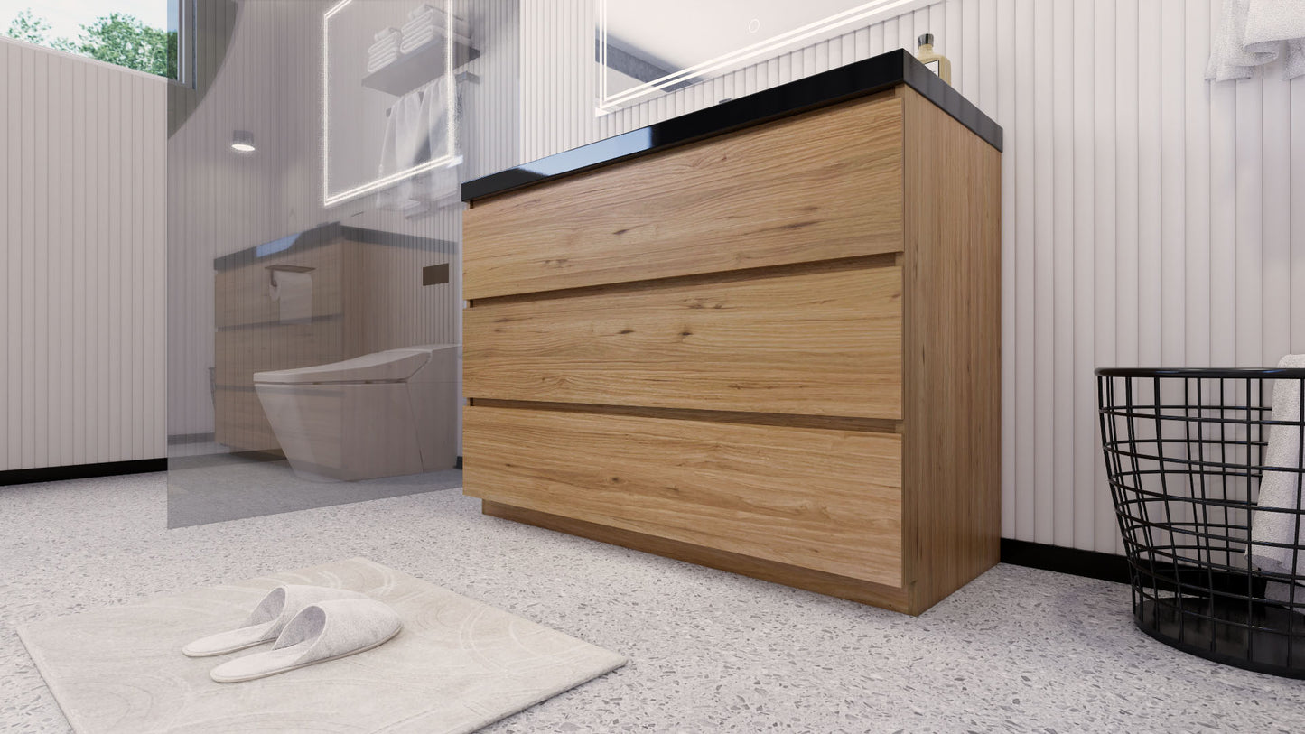 Stanley 48" Natural Oak Freestanding Vanity with Reinforced Acrylic Sink