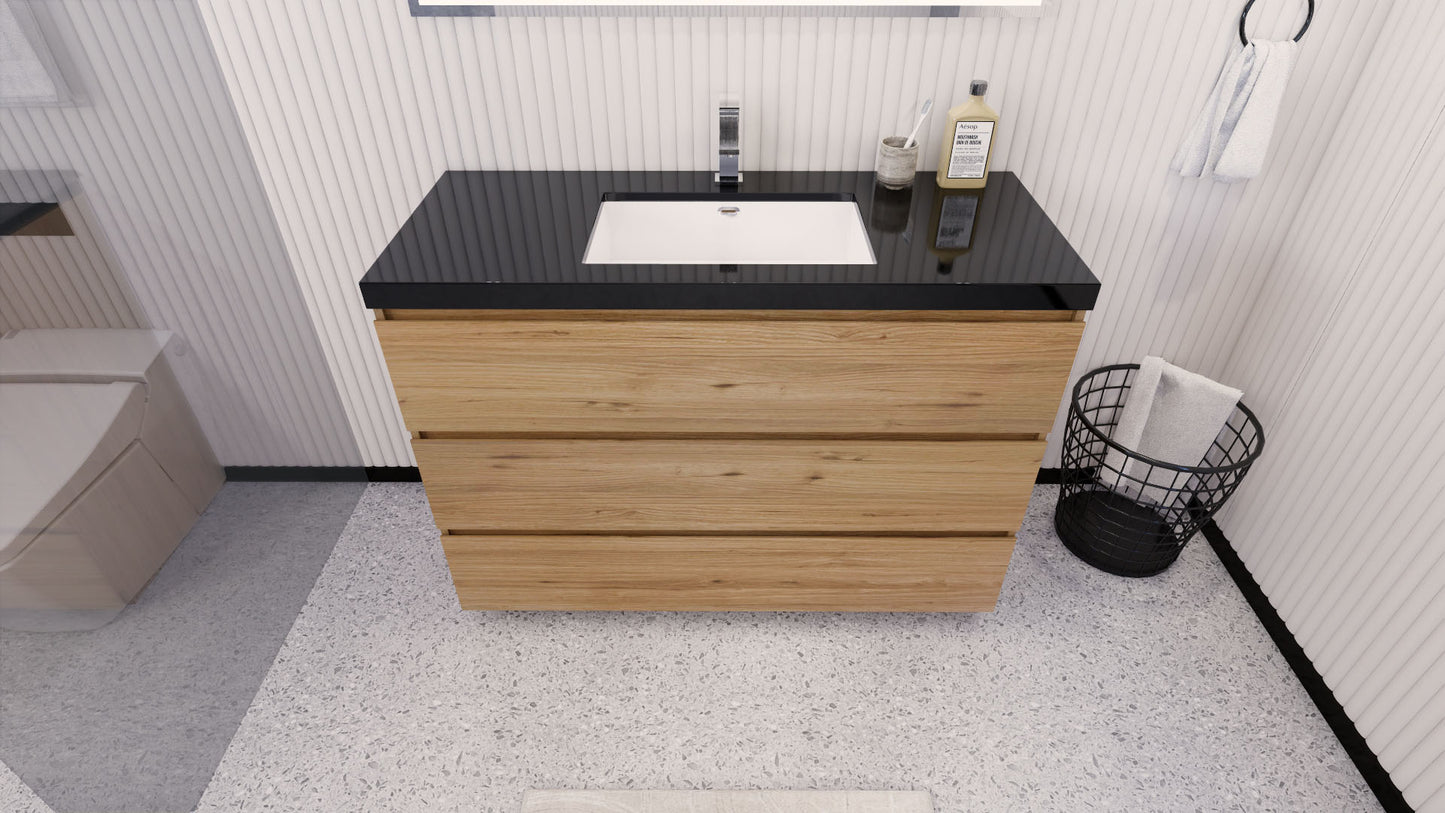 Stanley 48" Natural Oak Freestanding Vanity with Reinforced Acrylic Sink