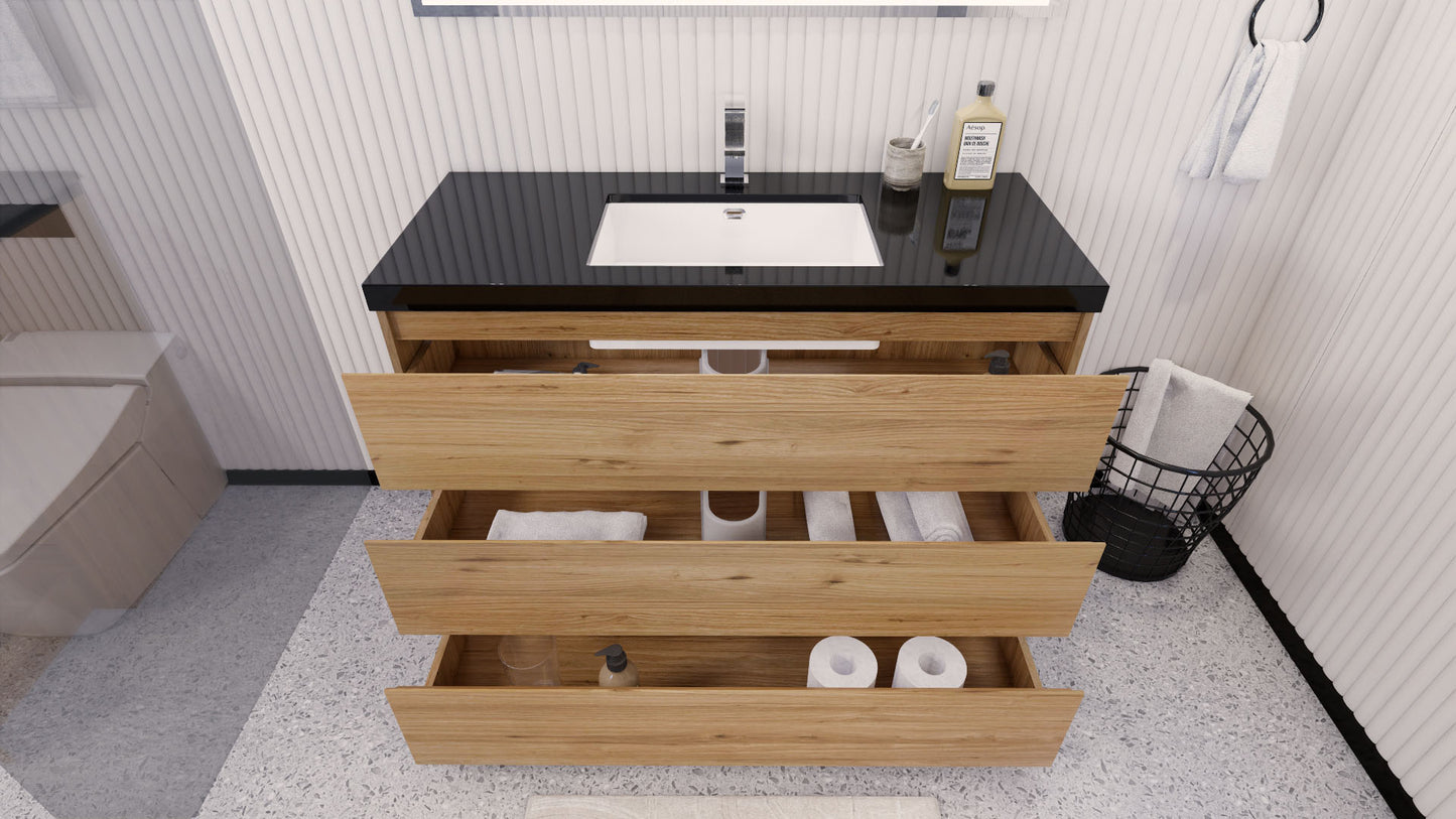 Stanley 48" Natural Oak Freestanding Vanity with Reinforced Acrylic Sink