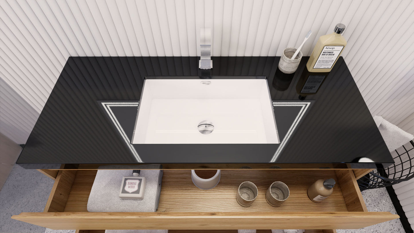 Stanley 48" Natural Oak Freestanding Vanity with Reinforced Acrylic Sink