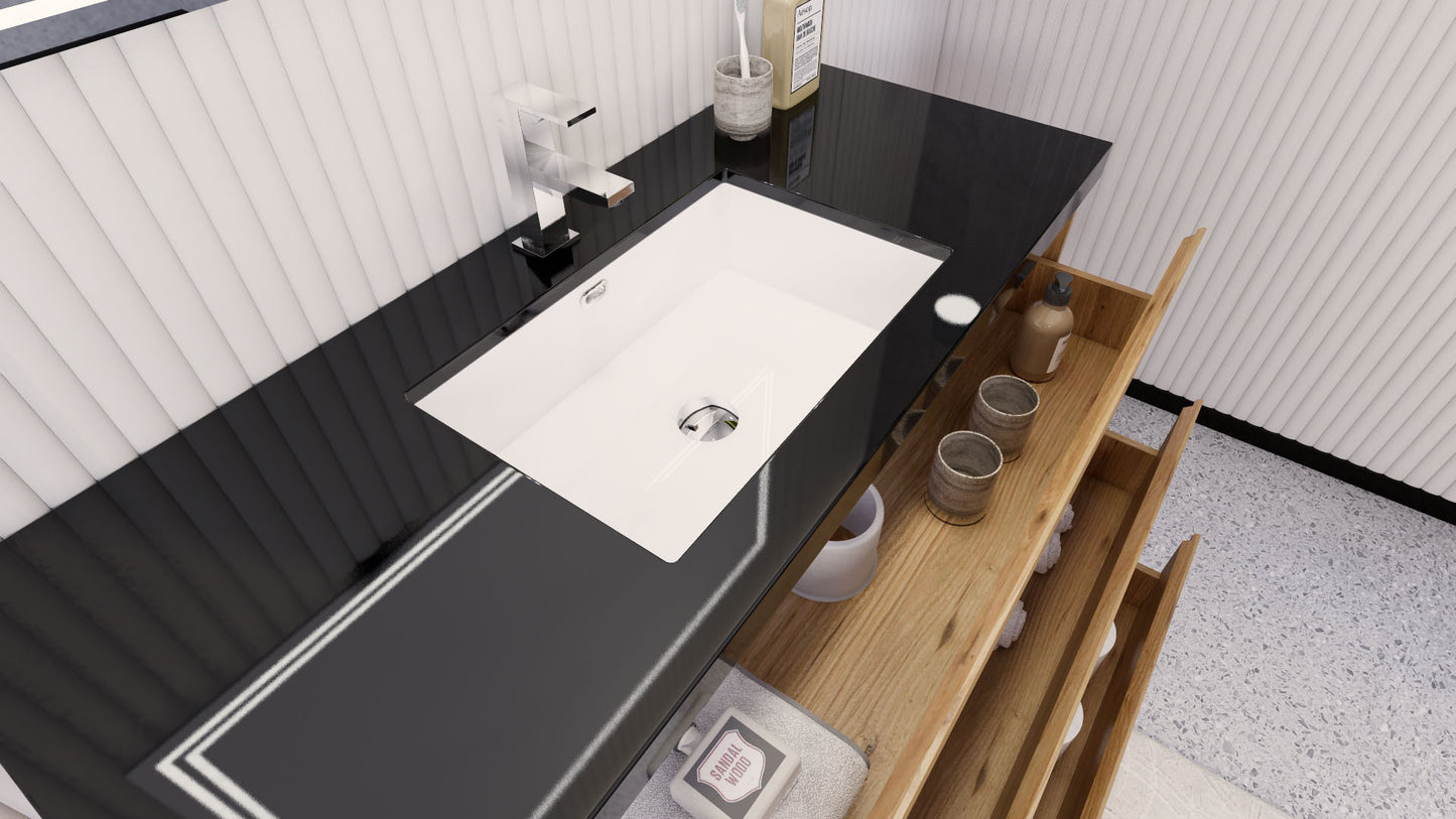 Stanley 48" Natural Oak Freestanding Vanity with Reinforced Acrylic Sink